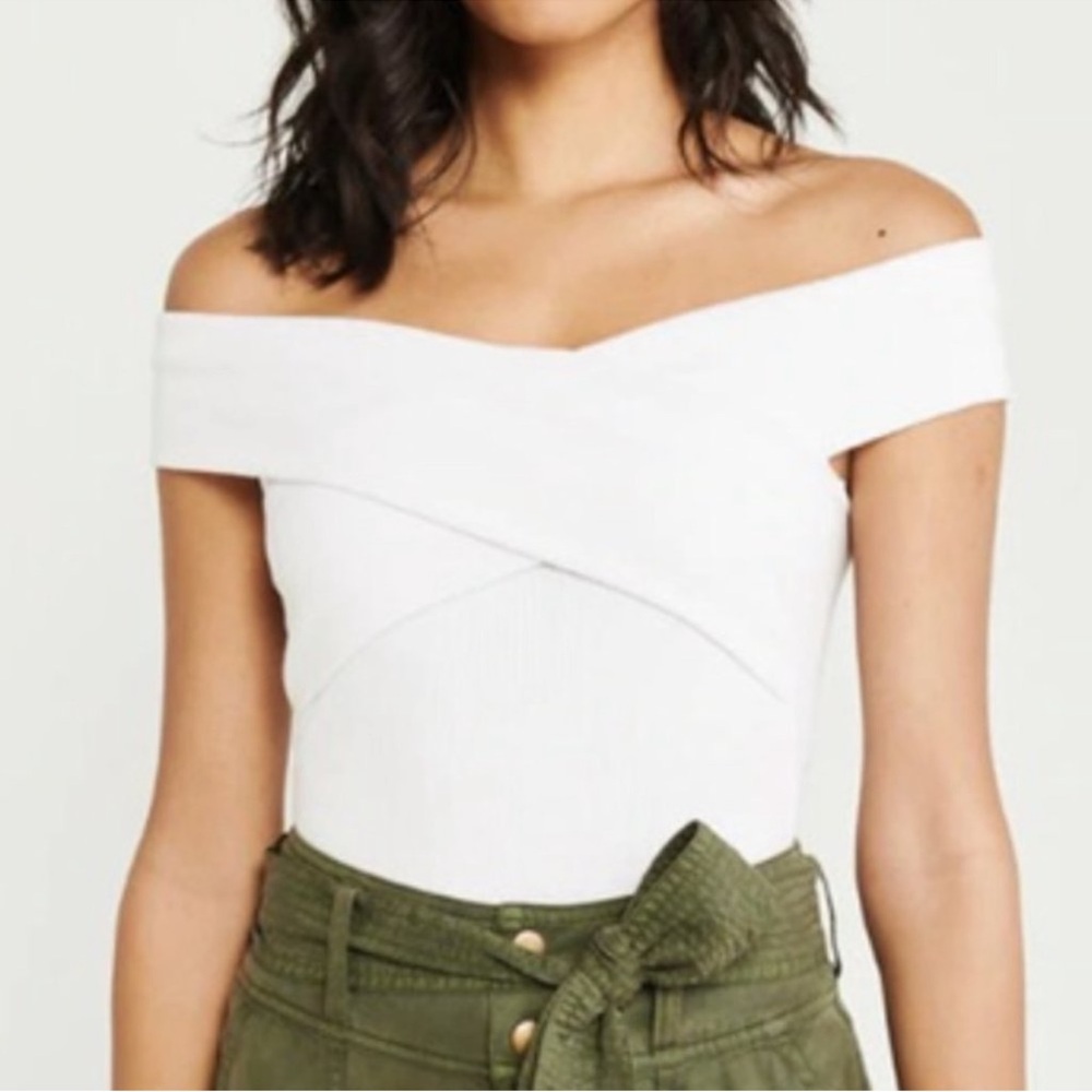 Abercrombie & Fitch White Off the Shoulder Bodysuit